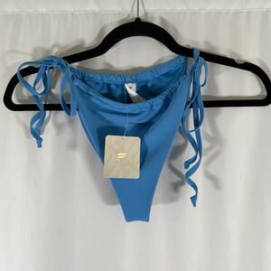 New Fabletics Bikini Bottom Women's Large Blue High Cut Tie Sides